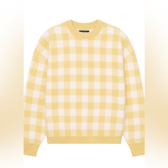 NAADAM Tops - Cashmere Brand New Yellow and White Checkered Sweater
